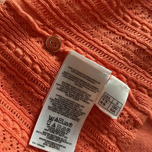 Brooks Brothers, orange cardigan, size small - Picture 6 of 8